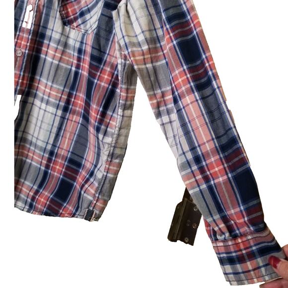 VTG - Weatherproof Men's Button Up Long Sleeve Cuffed Plaid Cotton Shirt Size L - Picture 5 of 11